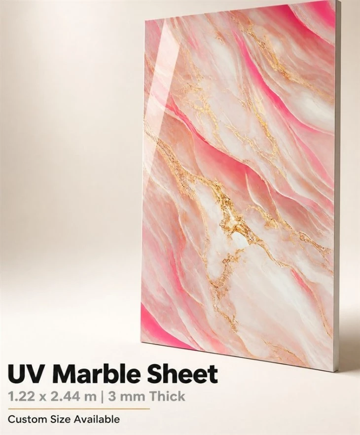 Factory Wholesale UV PVC Marble Sheet High Glossy Waterproof Decorative Wall Board manufacturers